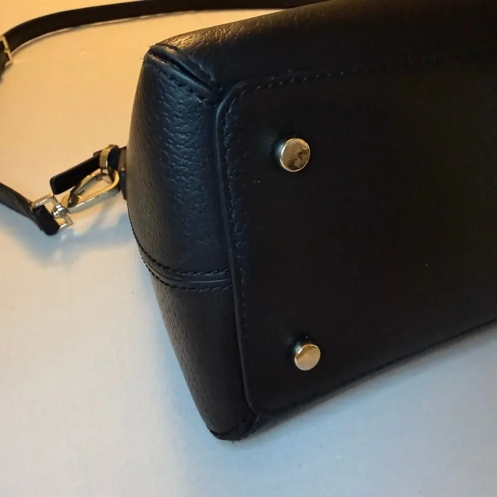 Kate Spade New York | Black Leather Purse | Ivory Bow | Crossbody Bag